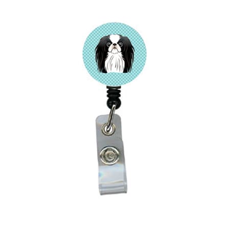 Teacher&Aposs Aid Checkerboard Blue Japanese Chin Retractable Badge Reel TE2932340
